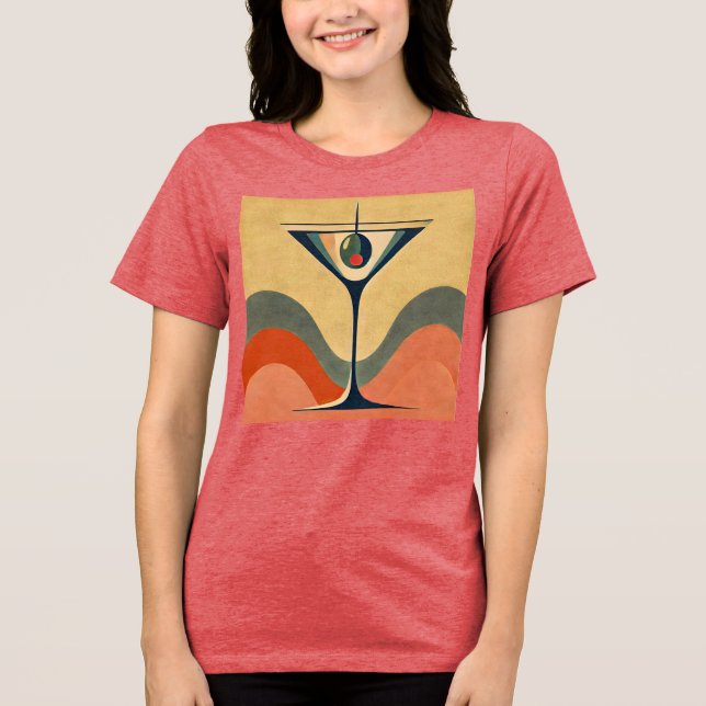 Camiseta Triblenda Mediados del siglo Moderno "ola martini de olivos  (Anverso)