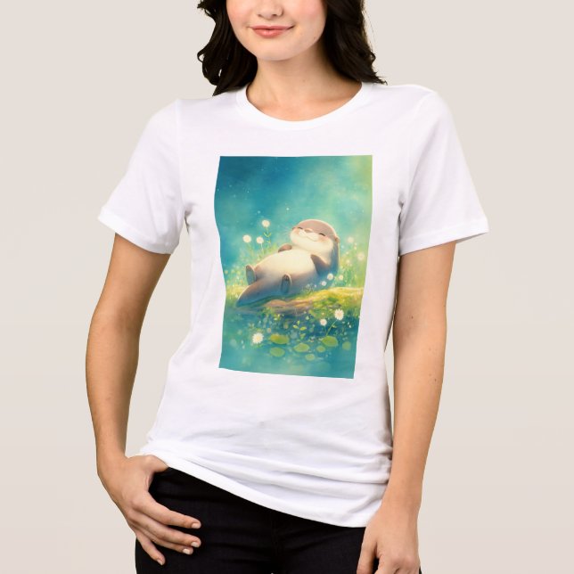 Camiseta Triblenda Meditación tranquila de nutria (Anverso)