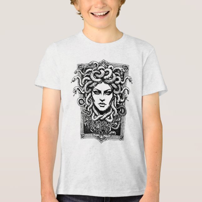 Camiseta Triblenda Medusa Greek Goddess with snakes illustration (Anverso)