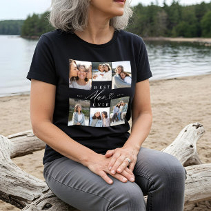 Camiseta Triblenda Mejor Mamá de Collage de fotos de Corazón con Guió