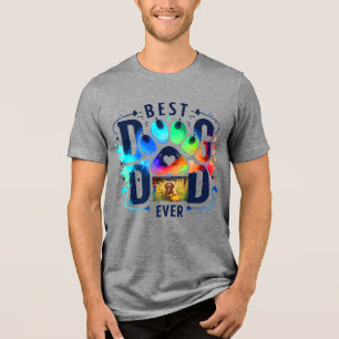 Camiseta Triblenda Mejor papá de perro personalizado con foto de perr
