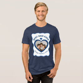Camiseta Triblenda Mejor Papá del Mundo Tarjeta de Foto de Corazón Pl
