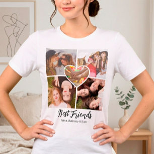 Camiseta Triblenda Mejores amigos únicos Collar de colage de fotos pe