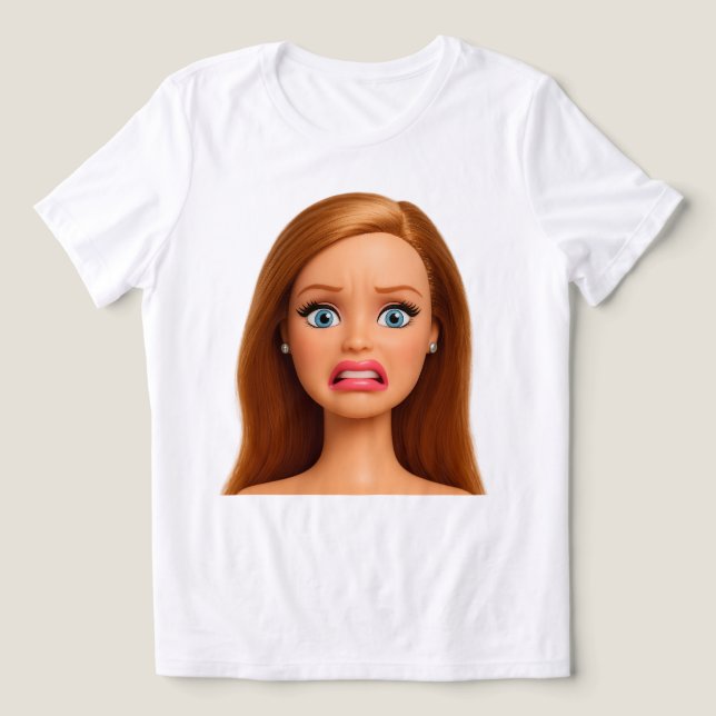 Camiseta Triblenda Meme de cara de muñeca asquerosa divertida (Diseño delantero )