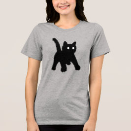 Camiseta Triblenda Meme de gato negro sorprendido