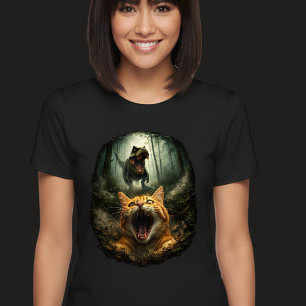 Camiseta Triblenda Meme divertido de T-Rex y gato gritando