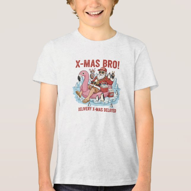 Camiseta Triblenda Men's Funny Bro Santa Delivery Delayed Full Zip Ho (Anverso)