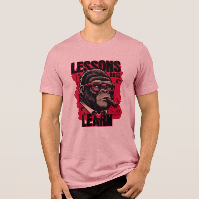 Camiseta Triblenda Men's Gorilla Boss Lessons Learn Basic T-Shirt (Anverso)