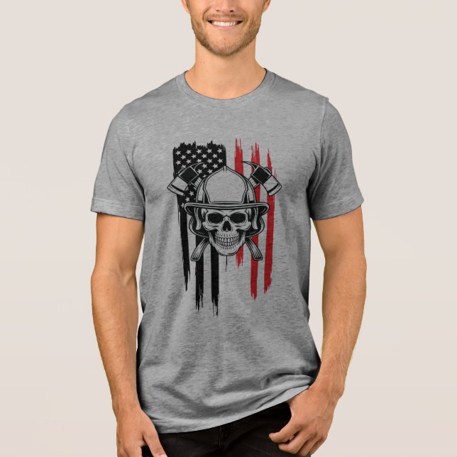 Camiseta Triblenda Mens Skull Firefighter  (Anverso)