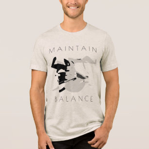 Camiseta Triblenda Mensaje positivo "Mantener balance" en negro gris