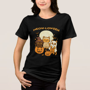 Camiseta Triblenda Meow-loween - Diseño de vestuario para gatos de Ha