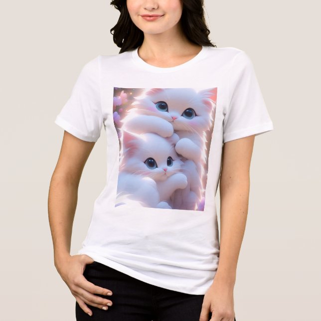 Camiseta Triblenda "Meow Mood Activated _ Aesthetic Kitty Design Tee" (Anverso)