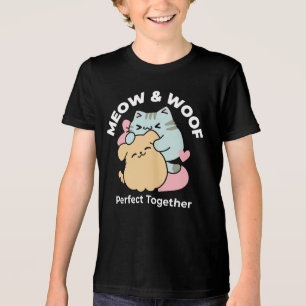 Camiseta Triblenda Meow & Woof Perfect Together: Gato y perro delicio