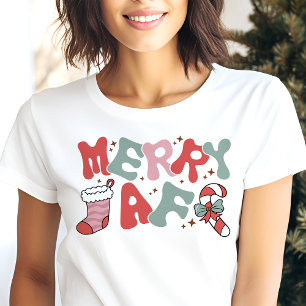 Camiseta Triblenda Merry AF Funny Retro Navidades