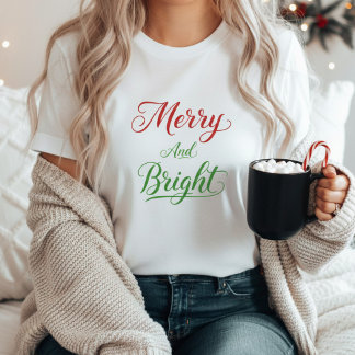 Camiseta Triblenda Merry and Bright Christmas T-Shirt for Women 