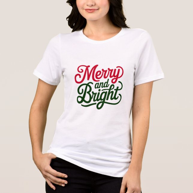 Camiseta Triblenda Merry and Bright T-Shirt - Festive Holiday Design (Anverso)
