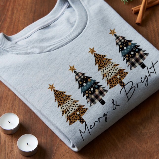 Camiseta Triblenda Merry Christmas Plaid & Leopard Print (Subido por el creador)