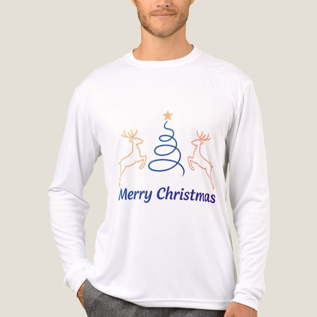 Camiseta Triblenda Merry Christmas Reindeer Long Sleeve Tri-Blend Shi (Anverso )