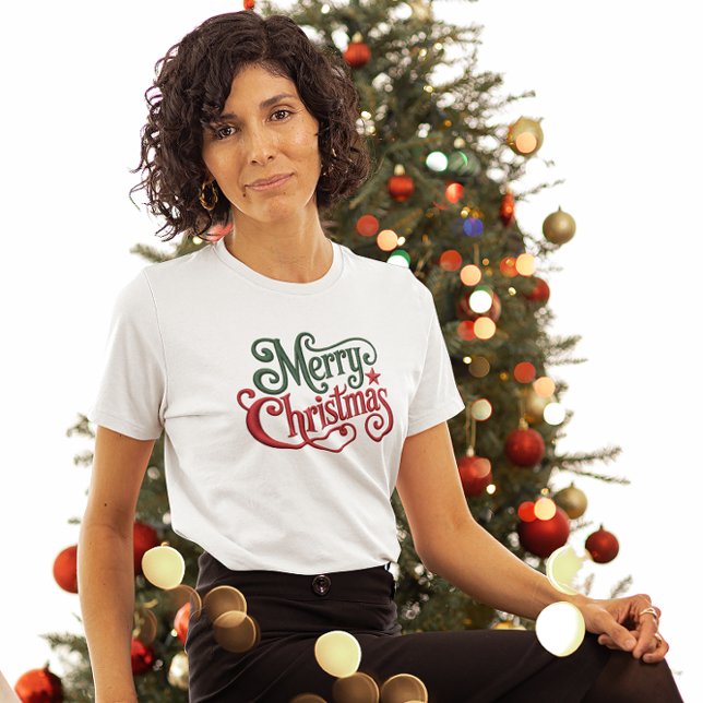 Camiseta Triblenda Merry Christmas Retro Embroidery Typography (Subido por el creador)