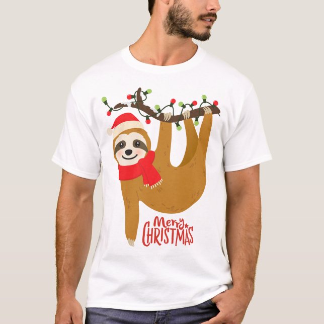 Camiseta Triblenda Merry Christmas Sloth | Vacaciones (Anverso)