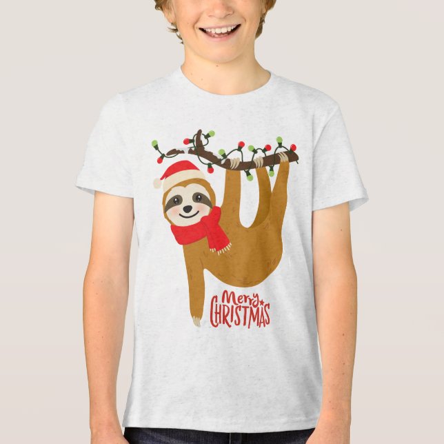 Camiseta Triblenda Merry Christmas Sloth | Vacaciones (Anverso)