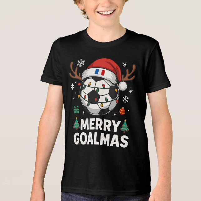 Camiseta Triblenda Merry Goalmas France - Funny Soccer Christmas (Anverso)
