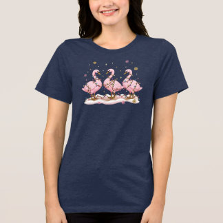 Camiseta Triblenda Merry Goose Escapade Pink Christmas Lights Gift