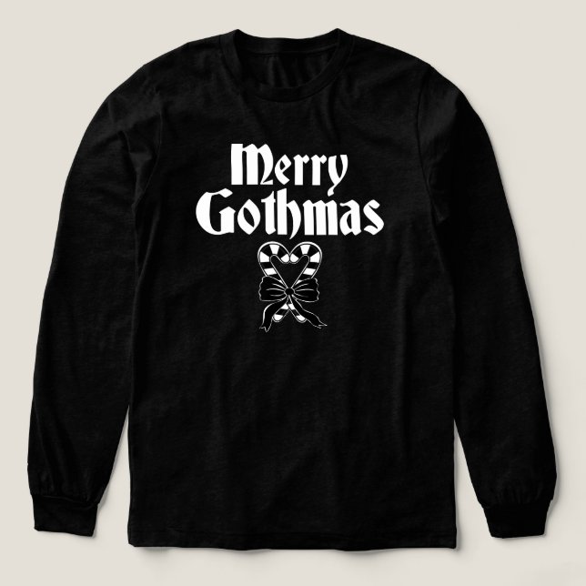 Camiseta Triblenda Merry Gothmas Black and White Candy Cane Heart (Diseño traserp)