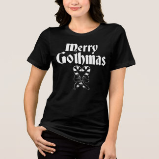Camiseta Triblenda Merry Gothmas Black and White Candy Cane Heart