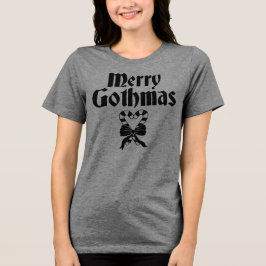 Camiseta Triblenda Merry Gothmas Black and White Candy Cane Heart