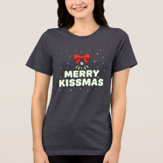 Camiseta Triblenda Merry Kissmas Cute Mistletoe Christmas Design