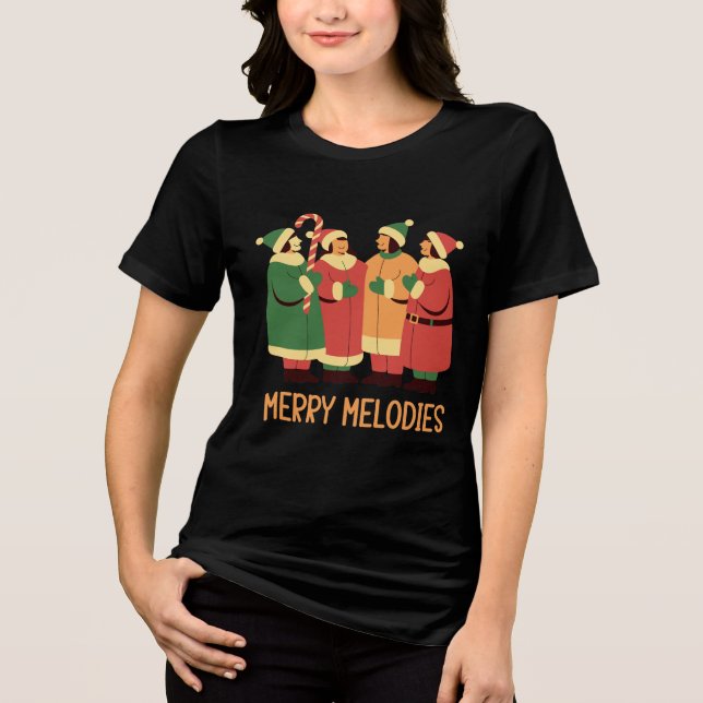 Camiseta Triblenda Merry Melodies Christmas Carolers Design (Anverso)