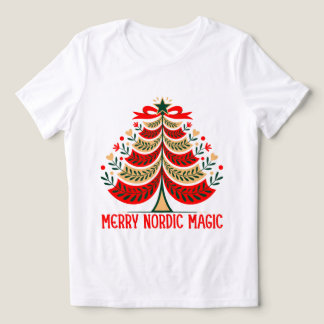 Camiseta Triblenda Merry Nordic Magic Folk Art Christmas Tree