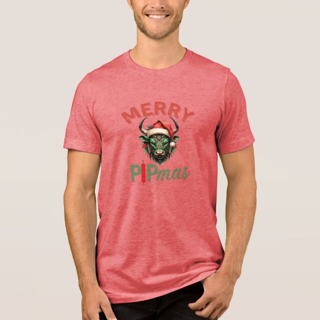 Camiseta Triblenda Merry PIPmas Trading Bull Christmas Design – Funny (Anverso)
