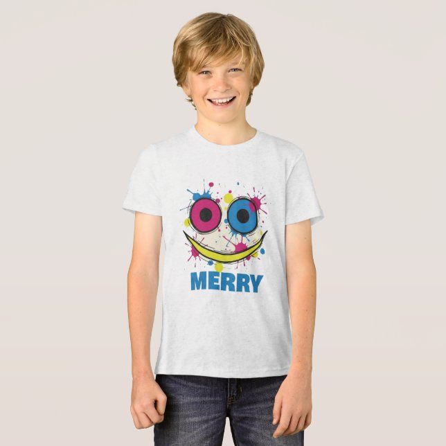 Camiseta Triblenda Merry Pop: Colorful & Playful Modern Art Christmas (Anverso Completo)