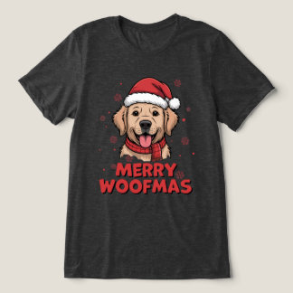 Camiseta Triblenda Merry Woofmas - Christmas with a Cute Santa Dog