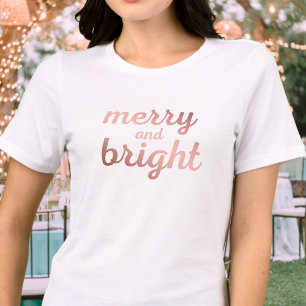 Camiseta Triblenda Merry y Bright - lindo guión de oro rosa