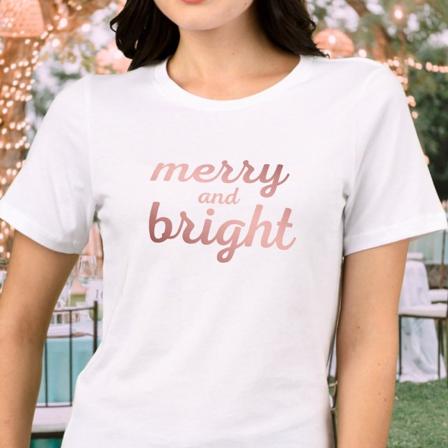 Camiseta Triblenda Merry y Bright - lindo guión de oro rosa (Subido por el creador)
