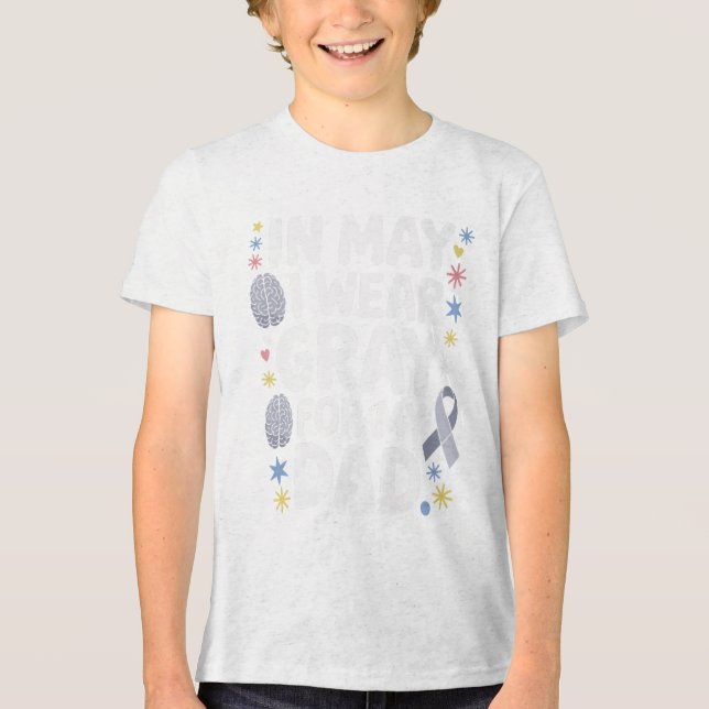 Camiseta Triblenda Mes de Conciencia sobre los Tumores del Cerebro Lá (Anverso)