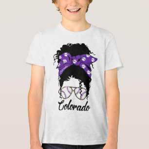 Camiseta Triblenda Messy Bun Elegante Tee De Béisbol Para Mujeres Col