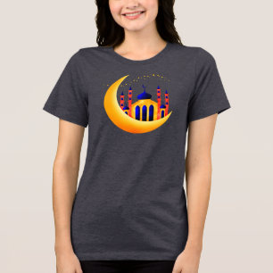 Camiseta Triblenda Mezquita Azul y Dorada sobre medias lunas estrella