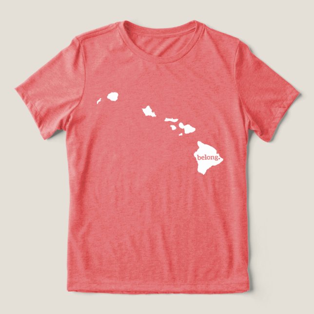 Camiseta Triblenda Mi Corazón Pertenece A Hawái, Orgullo Estatal (Diseño delantero )
