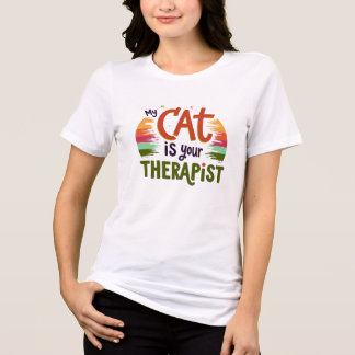Camiseta Triblenda Mi Gato Es Tu Terapia - Gracioso Gato Arcoiris