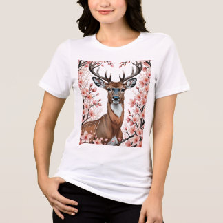 Camiseta Triblenda MI N. Ciervo Americano Rodeado de Flores de Manzan