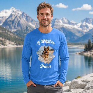 Camiseta Triblenda Mi terapeuta tiene patas foto de perro azul real