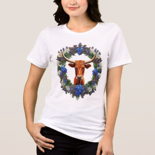 Camiseta Triblenda Mia El Longhorn Rodeado Por Una Corona De Lupinos