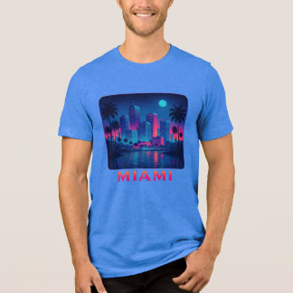 Camiseta Triblenda Miami Moonrise - Neon Skyline Graphic Tee