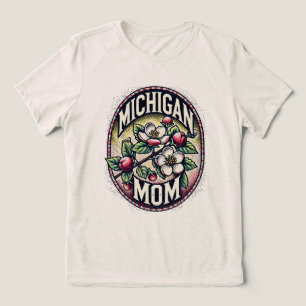 Camiseta Triblenda Michigan Mom Cherry Blossom Tree Flower