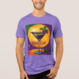 Camiseta Triblenda Mid Century Mardi Gras Sunset Fleur De Lis Martini