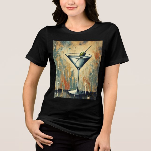 Camiseta Triblenda Mid Century Mixed Media Martini Art (Anverso)